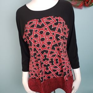 PerSeption Concept | Abstract Red And Black Tunic Size L